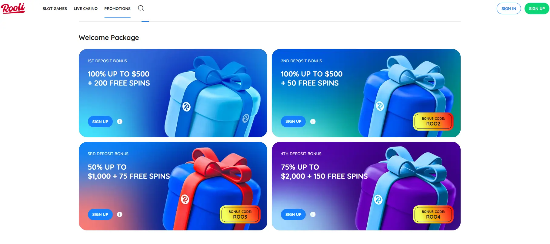 Bonuses at Rooli Casino